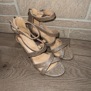 Maripe Gold Elissa Glitter Metallic Heels Size‎ 6.5